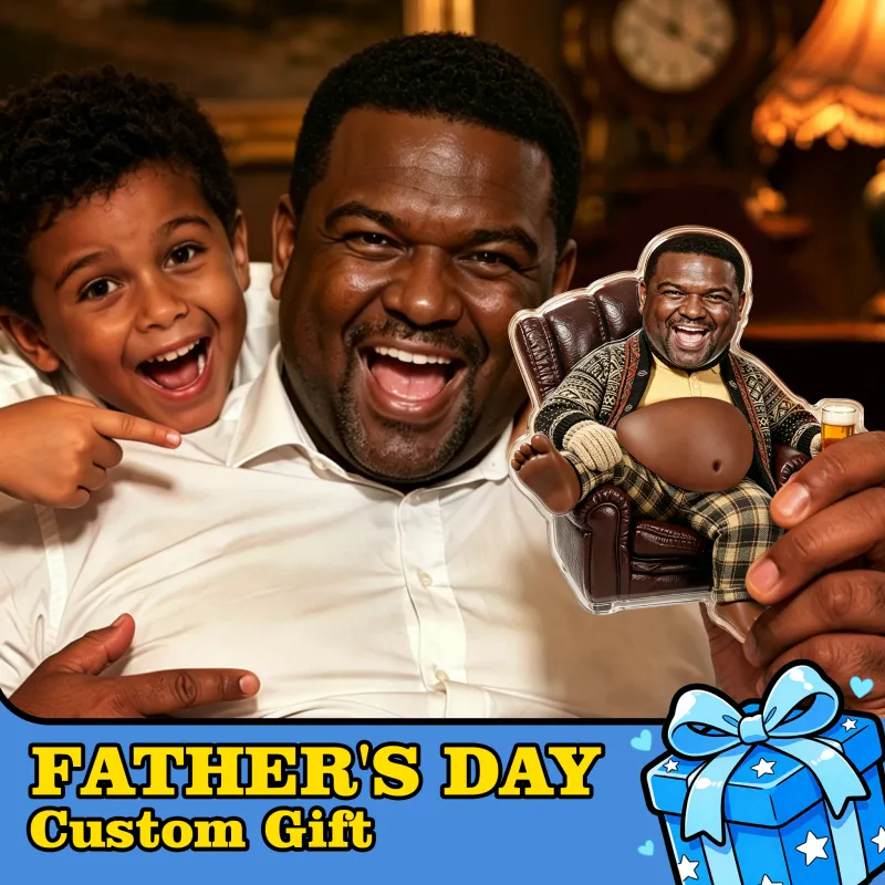 Custom Face Dad Squishy Belly Anti-collision Acrylic Sticker – Personalized Photo Fridge Magnet with Soft Squeeze Belly, Gift for Dad - Fallen Thor
