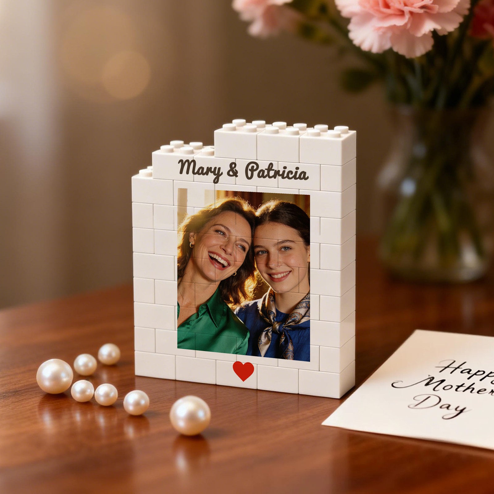 Custom Brick Puzzle Frame For Mom Personalized Photo Brick Puzzle Build Warmth A Sweet Puzzle Mother's Day Gifts for Mom
