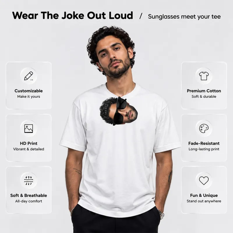 Custom Face T-Shirt – Personalized Funny Photo Print Tee, Unique Gift for Friends, Couples & Family