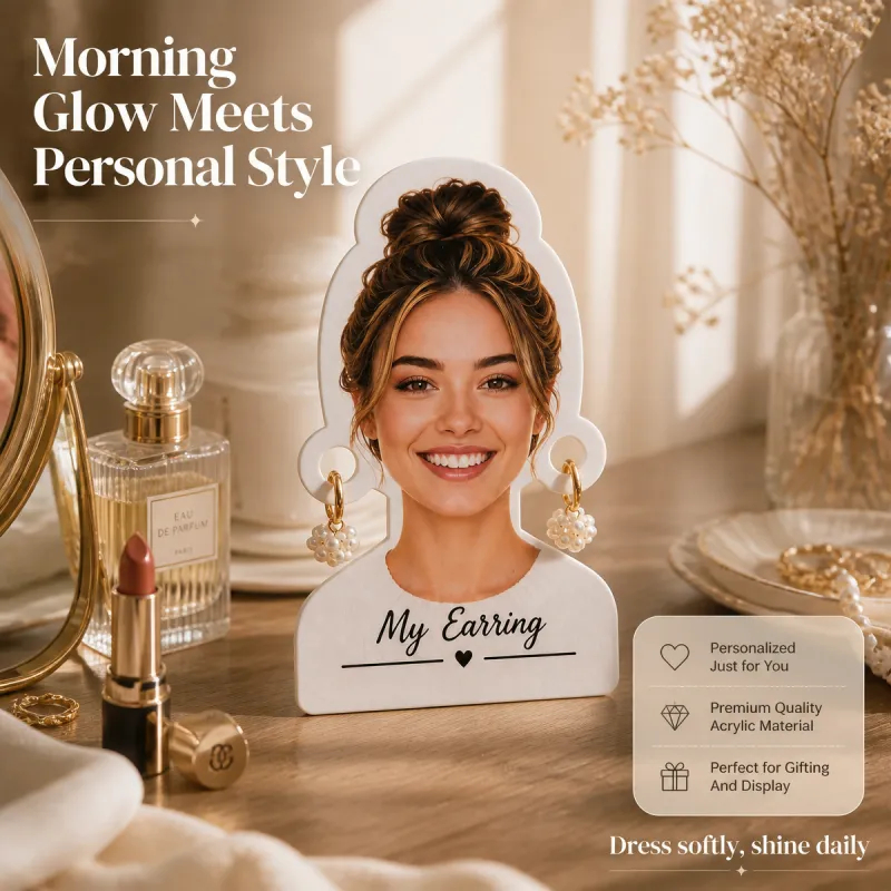 Custom Photo Earring Display Stand – Unique Personalized Jewelry Gift Card for Women & Jewelry Lovers