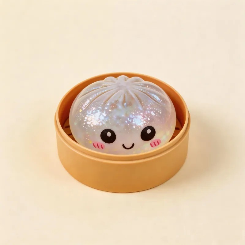 Glitter Dumpling Squishy Toys Steamed Bun Sensory Stress Relief Ball Novelty Desk Soft Squeeze Decompression Gift