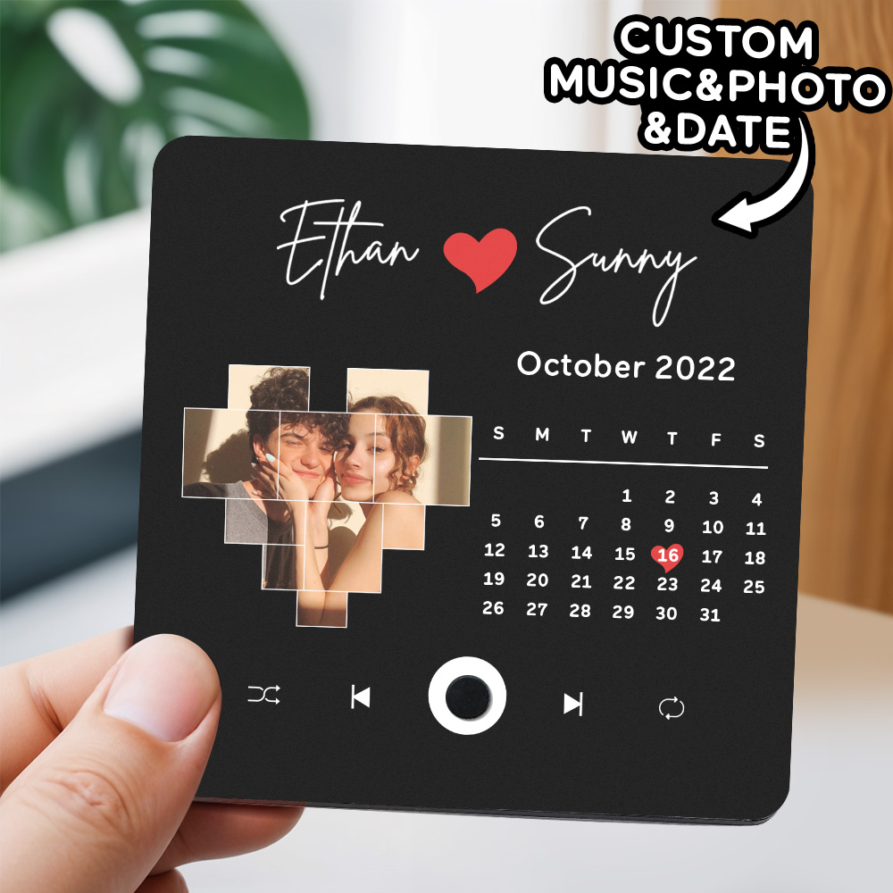 Custom Engraving Text Music Fridge Magnet Personalized Photo Fridge Magnet Can Play Songs Gift for Her