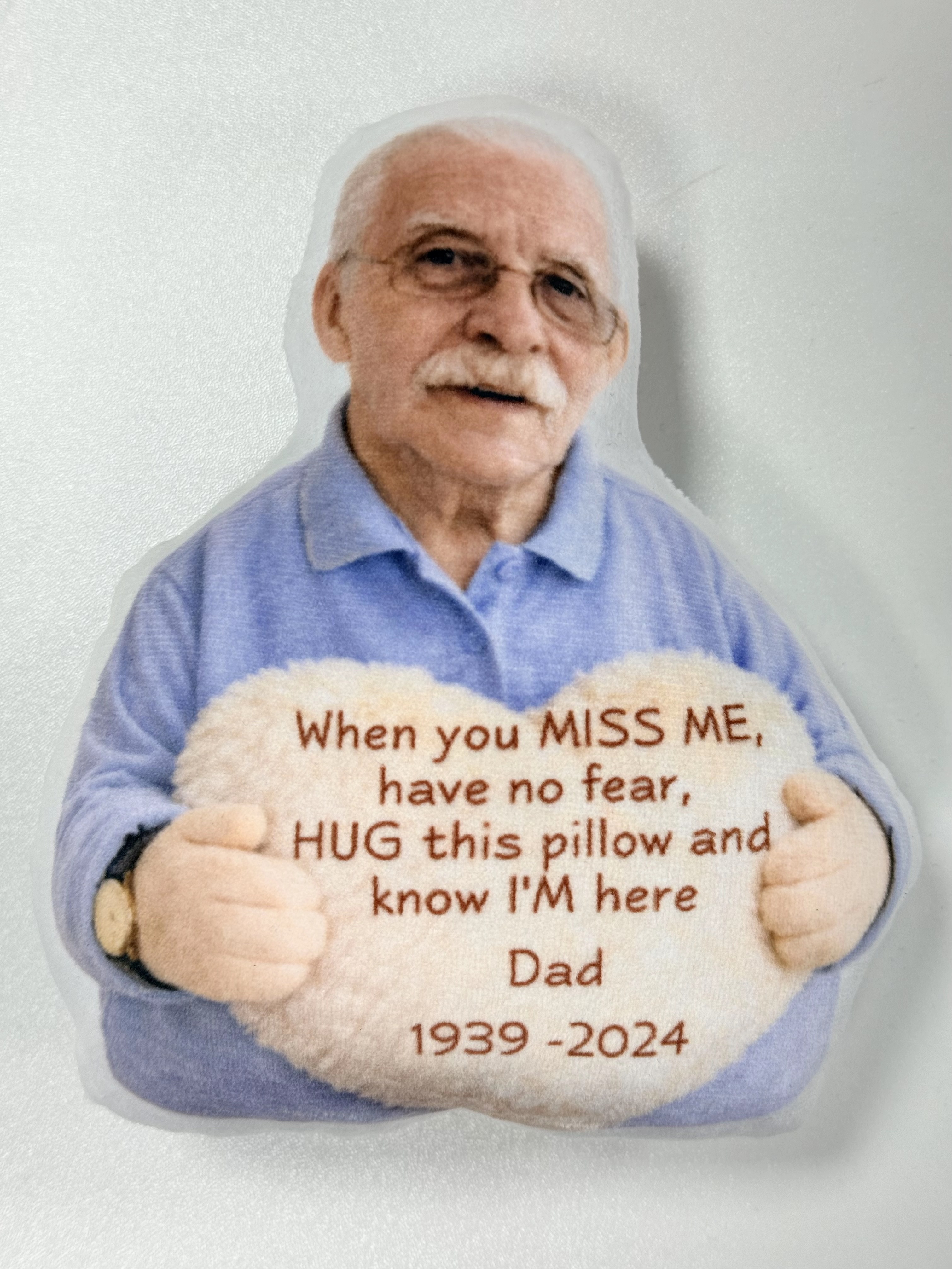 Personalized 3D Effect Memorial Hug Pillow Custom Photo Pillow with Heart Message Sympathy Gift for Loss & Remembrance