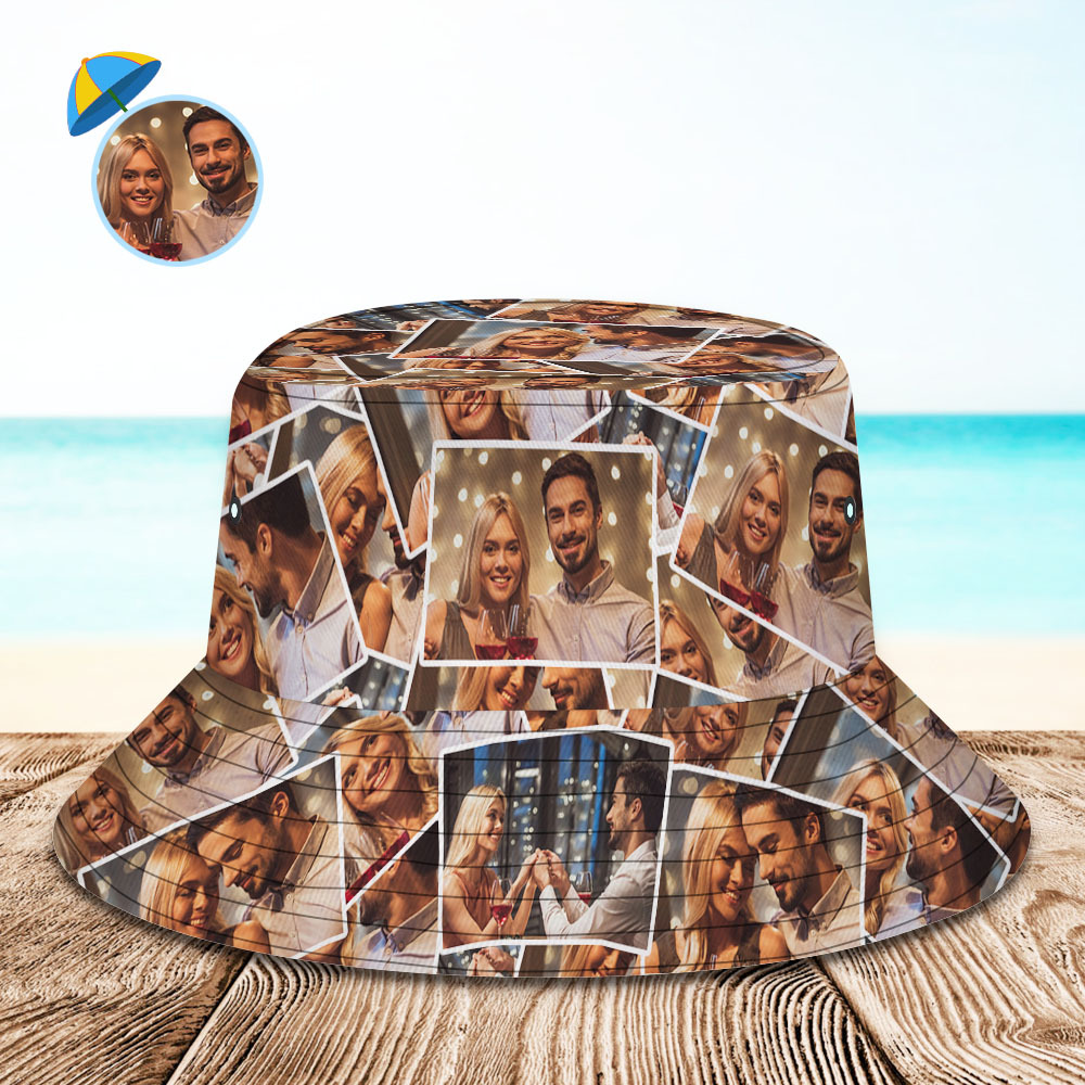 Personalized Photo Bucket hats Summer Beach Sun Cap For Kids and Adults-Pawsmeowz
