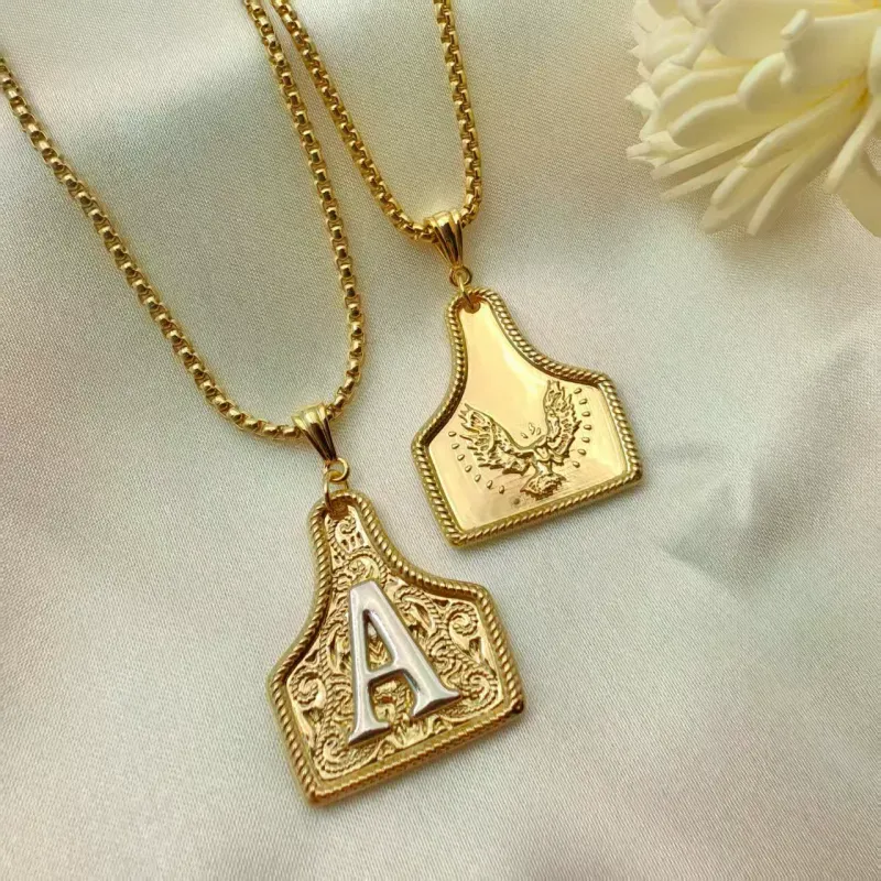 26-Letter Initial Necklace Western Cowboy Style Gift Box Vintage Jewelry Gift Box Valentine's Day Gift