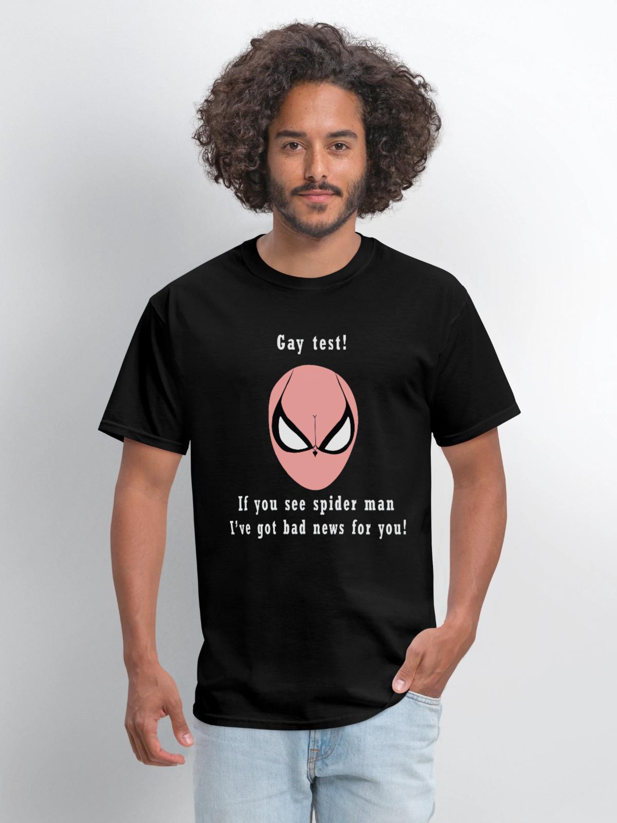 Funny Gay test- spider man trick t-shirt on Men's T-Shirt