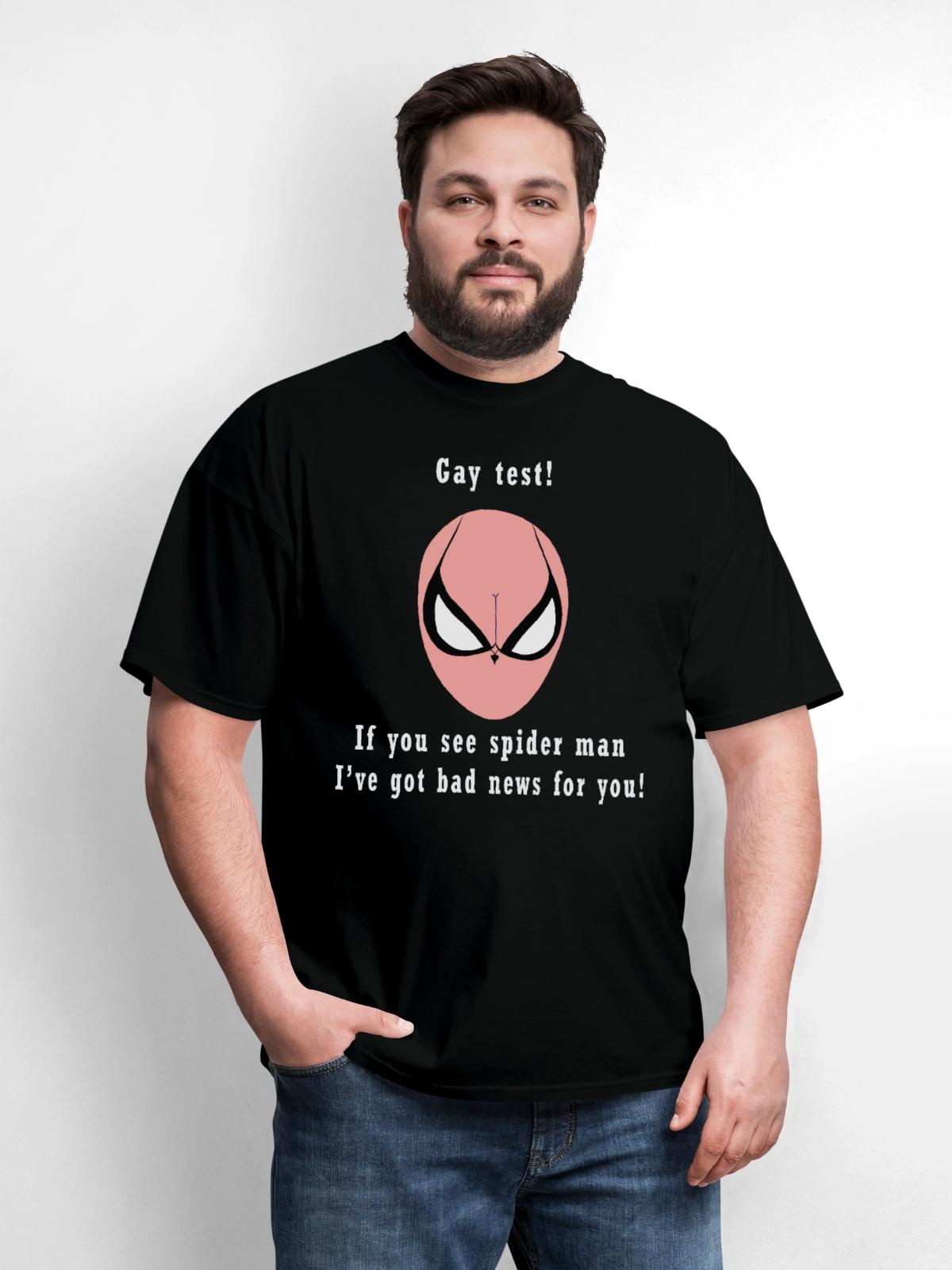 Funny Gay test- spider man trick t-shirt on Men's T-Shirt