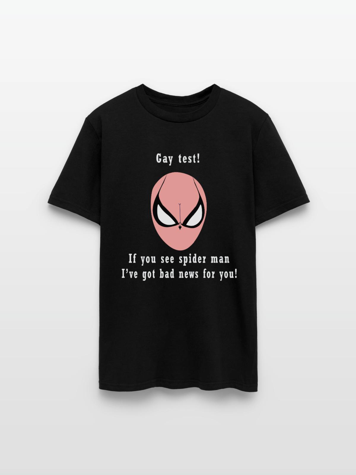 Funny Gay test- spider man trick t-shirt on Men's T-Shirt