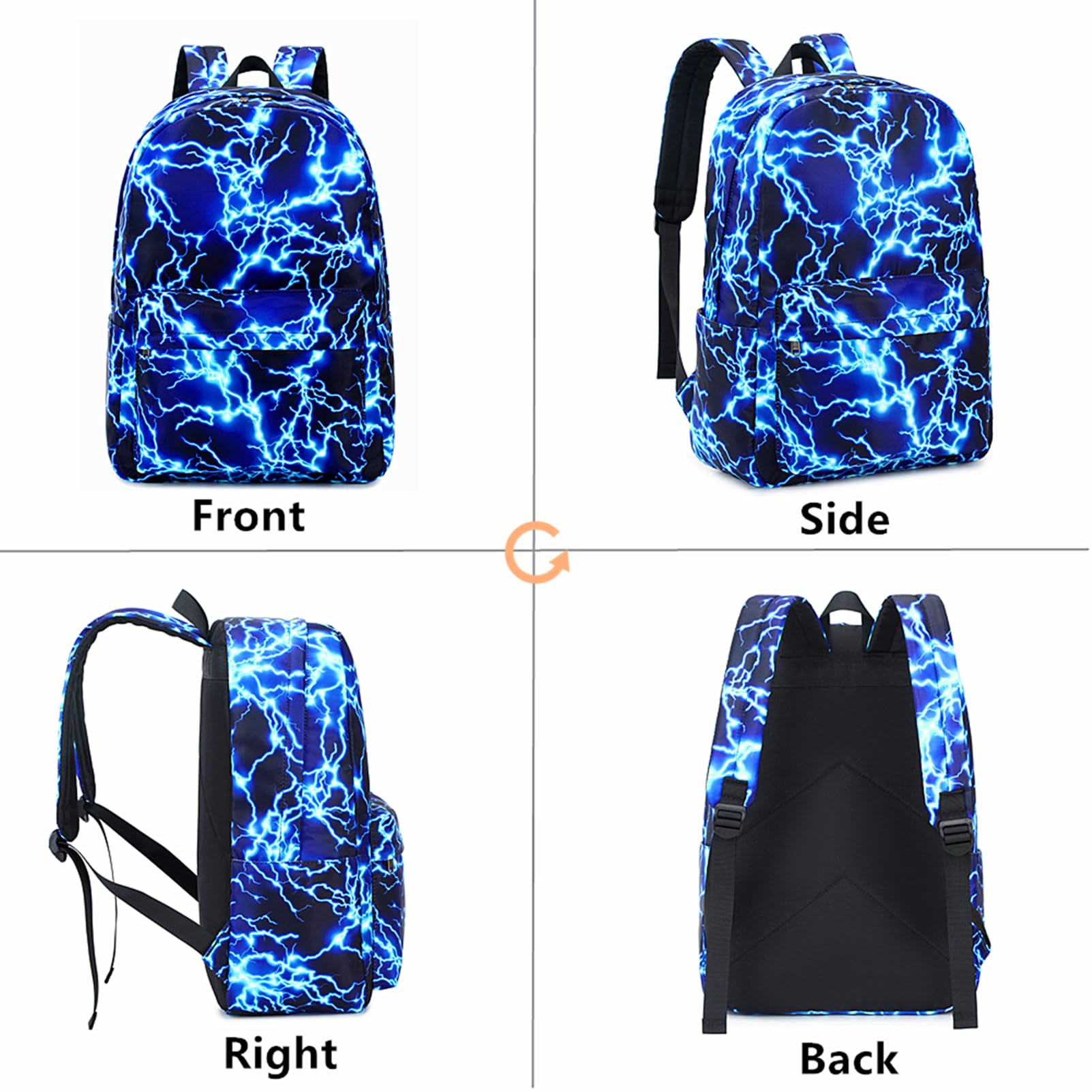 Boy School Backpack Elementary Middle Lightning Bookbag Laptop Teenager Waterproof Lightweight 17 Inches
