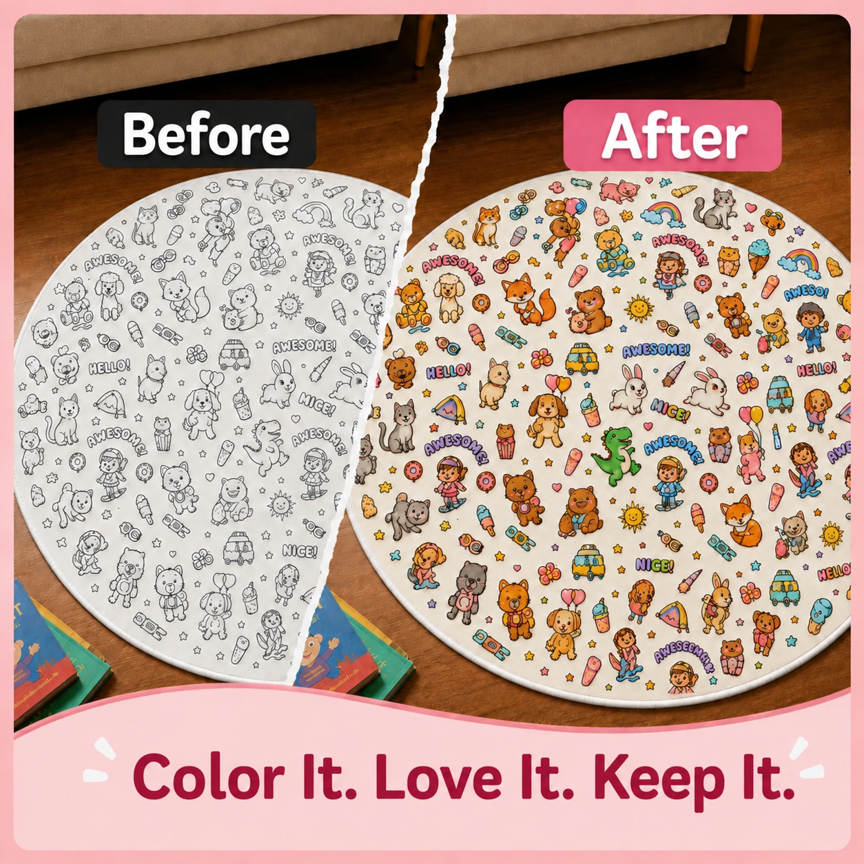 Personalized DIY Round Doormat – Create Your Own Washable Doodle Floor Mat