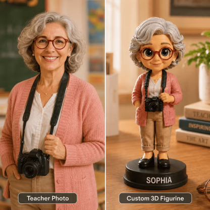 Custom 3D Figure from Photo with Engraved Text Base – Unique Wedding, Anniversary, Birthday Gift