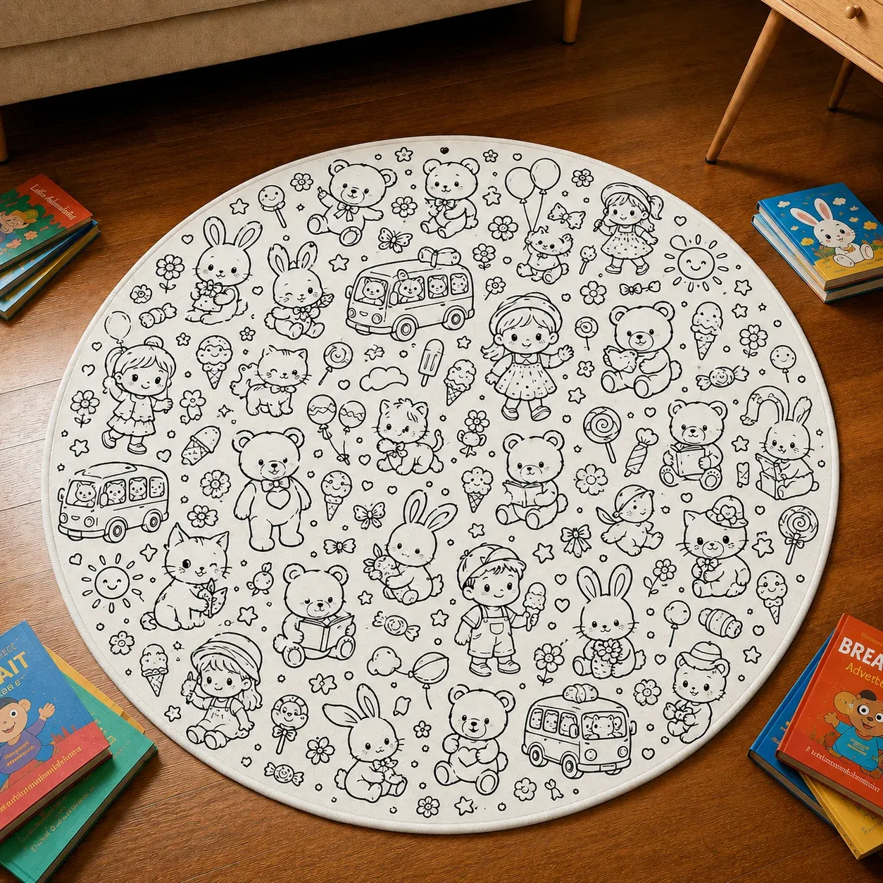 Personalized DIY Round Doormat – Create Your Own Washable Doodle Floor Mat