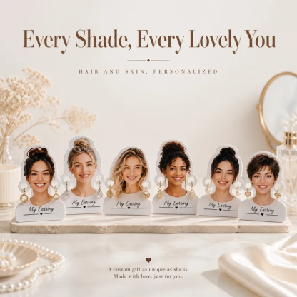 Custom Photo Earring Display Stand – Unique Personalized Jewelry Gift Card for Women & Jewelry Lovers