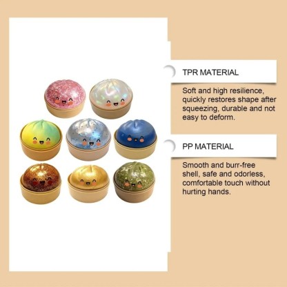 Glitter Dumpling Squishy Toys Steamed Bun Sensory Stress Relief Ball Novelty Desk Soft Squeeze Decompression Gift