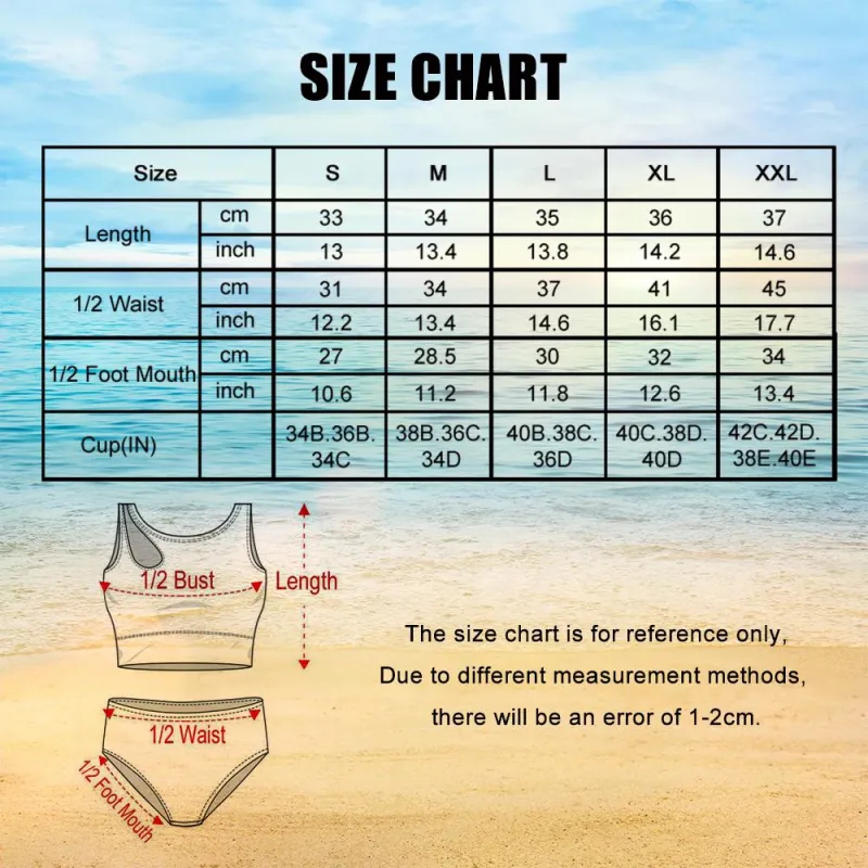 Custom Face Women's Flowers Ripple Two-piece Swimsuit