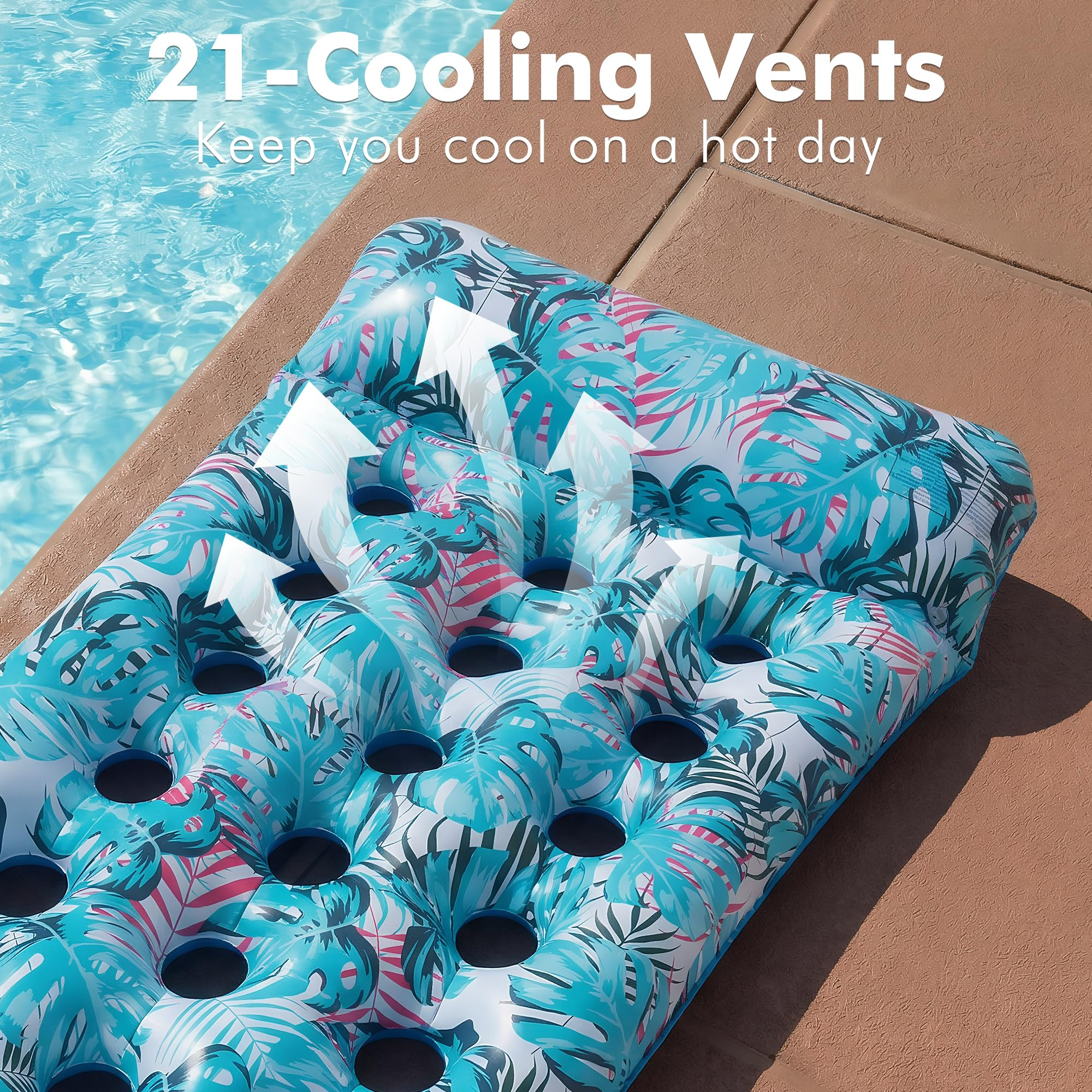 Inflatable Pool Float Mat, Giant Pool Floats Adult Size with Headrest, Lake Float Raft Water Lounger, Multi-Purpose Swimming Pool Floats for Pool Party, Summertime Beach, Outdoor