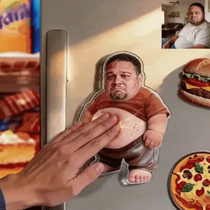 Personalized Squishy Photo&Music Fridge Magnet – Custom Photo Character Squeeze Belly Magnet with Built-in Sound, Funny Gift for Family & Couples