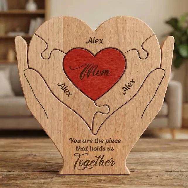 Personalized Wooden Family Puzzle Mom You Are The Piece That Hold Us Together