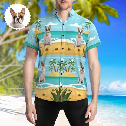 Personalized Photo Print Hawaiian Shirts Summer Beach Button Shirt