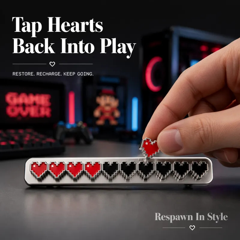 Health Bar Badge – Pixel Heart HP Bar Enamel Pin for Gamers