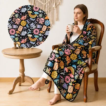 Cozy Doodle Coloring Blanket Washable DIY Coloring Blanket Washable Coloring Throw Family Activity Gift Stress Relief Craft for Adults and Kids