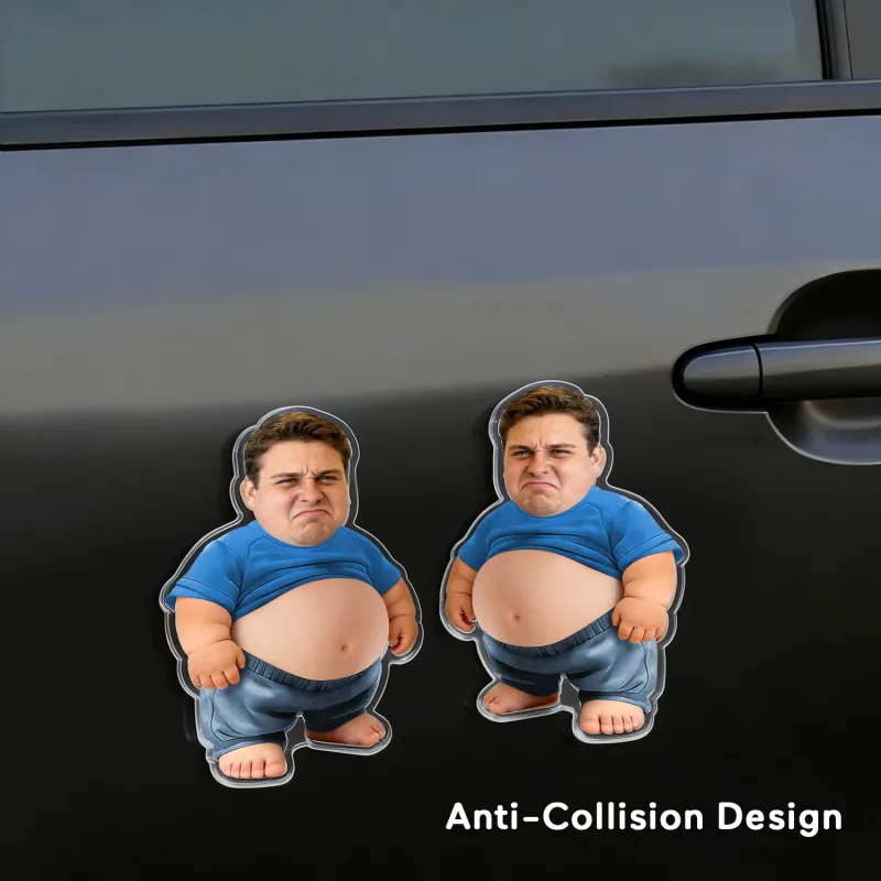 Custom Face Squishy Belly Anti-collision Acrylic Car Stickers Personalized Photo Car Stickers with Soft Squeeze Belly Cute Funny Gift for Car Owners