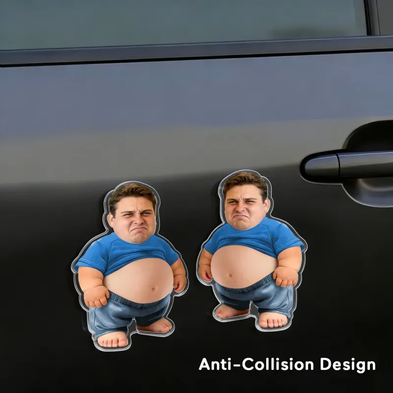 Custom Face Squishy Belly Anti-collision Acrylic Car Stickers Personalized Photo Car Stickers with Soft Squeeze Belly Cute Funny Gift for Car Owners