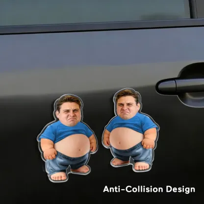 Custom Face Squishy Belly Anti-collision Acrylic Car Stickers Personalized Photo Car Stickers with Soft Squeeze Belly Cute Funny Gift for Car Owners
