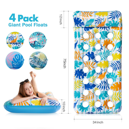 Inflatable Pool Float Mat, Giant Pool Floats Adult Size with Headrest, Lake Float Raft Water Lounger, Multi-Purpose Swimming Pool Floats for Pool Party, Summertime Beach, Outdoor