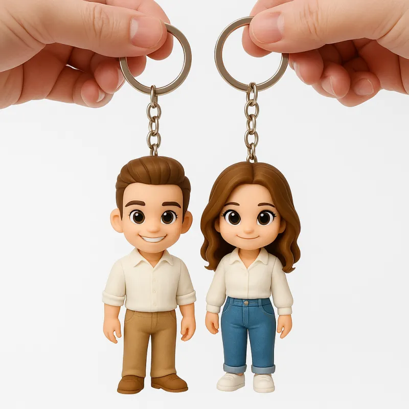 Custom 3D Mini Figure Keychain Figure from Your Photo Personalized Mini Doll Couple Gift Idea