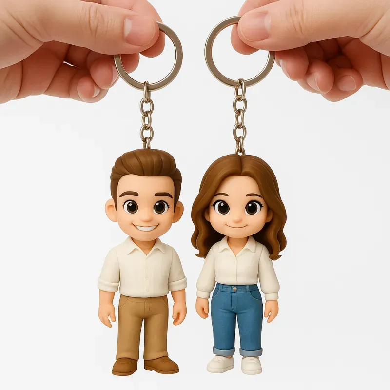 Custom 3D Mini Figure Keychain Figure from Your Photo Personalized Mini Doll Couple Gift Idea