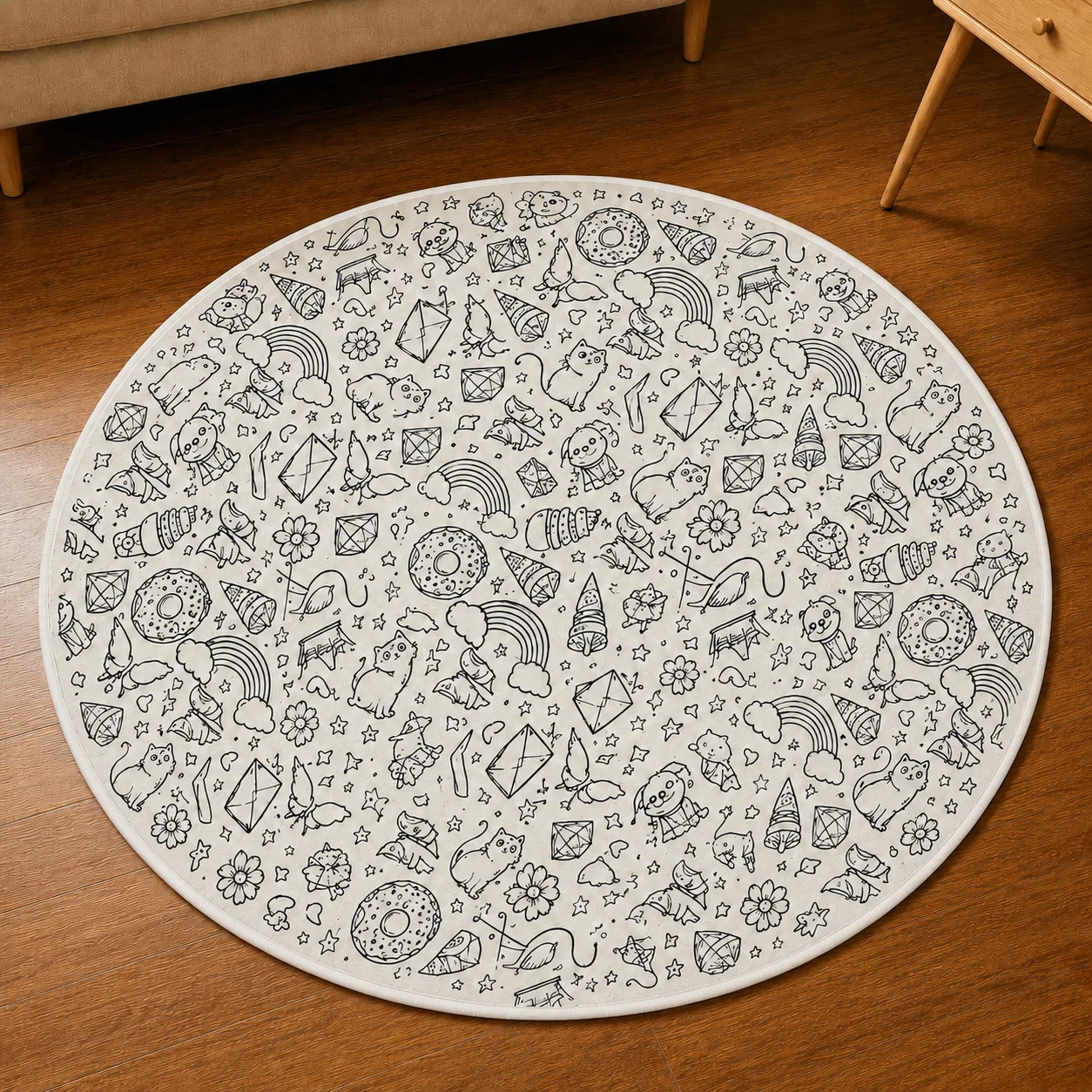 Personalized DIY Round Doormat – Create Your Own Washable Doodle Floor Mat