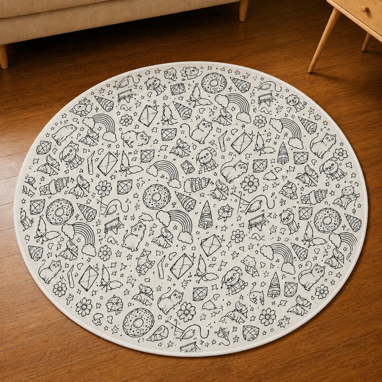 Personalized DIY Round Doormat – Create Your Own Washable Doodle Floor Mat