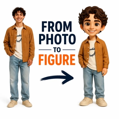 Custom 3D Figure from Photo with Engraved Text Base – Unique Wedding, Anniversary, Birthday Gift