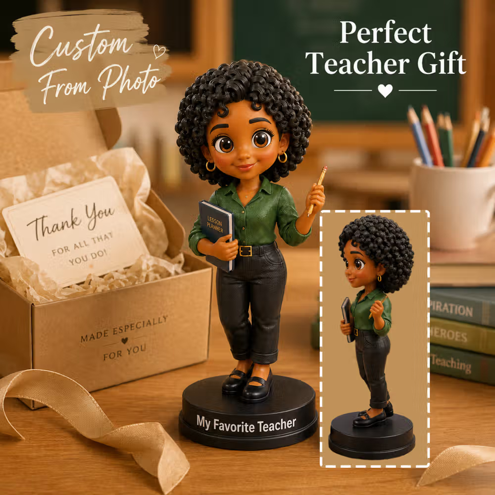 Custom 3D Figure from Photo with Engraved Text Base – Unique Wedding, Anniversary, Birthday Gift