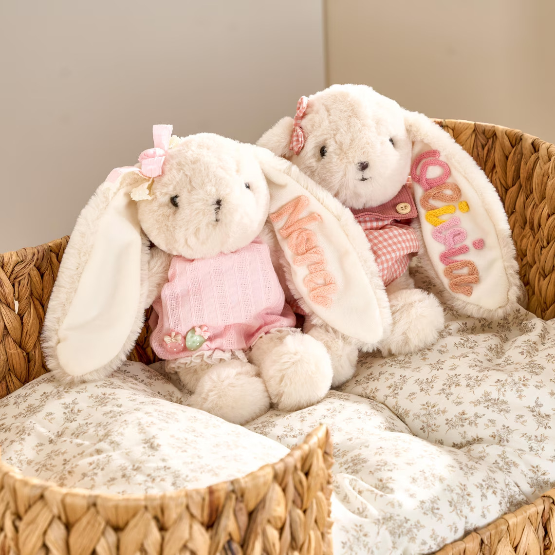 Personalized Plush Bunny for Baby Custom Name Embroidered Stuffed Monogrammed Rabbit Baby Shower Newborn Gift