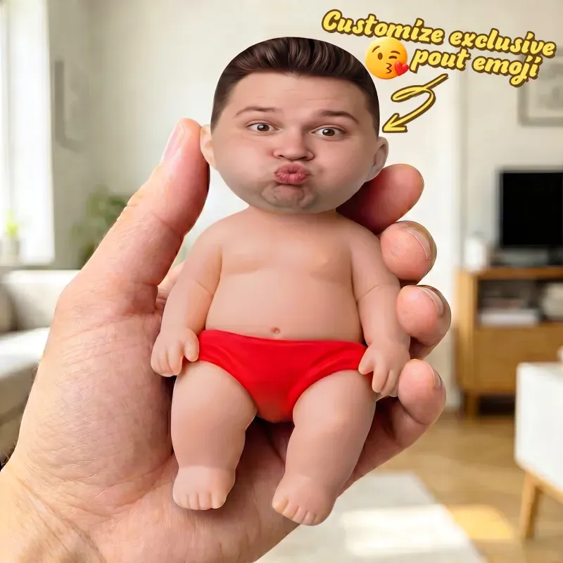 Father's Day Gifts Custom Squishy Stress Relief Doll – Personalized Face Squeeze Toy, Soft TPR Sand Filled