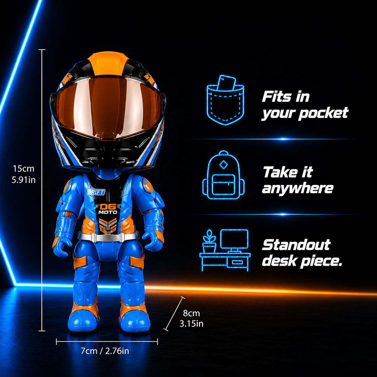 Transforming Motorcycle Action Figure Collectible Rider Toy With Movable Joints Standing Poseable Mini Motorbike Figurine Birthday Anniversary Gift For Him