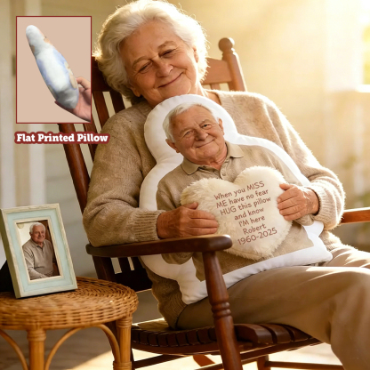 Personalized 3D Effect Memorial Hug Pillow Custom Photo Pillow with Heart Message Sympathy Gift for Loss & Remembrance