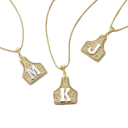 26-Letter Initial Necklace Western Cowboy Style Gift Box Vintage Jewelry Gift Box Valentine's Day Gift