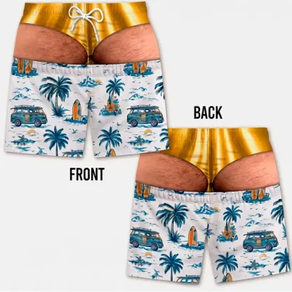 Custom Funny Men Swim Trunks Novelty Optical Illusion Swim Shorts Funny Novelty Party Board Shorts Gift for Husband Boyfriend