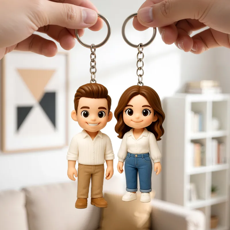 Custom 3D Mini Figure Keychain Figure from Your Photo Personalized Mini Doll Couple Gift Idea