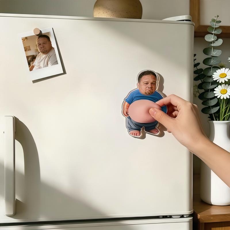 Custom Face Squishy Belly Anti-collision Fridge Magnet Personalized Photo Fridge Magnet with Soft Squeeze Belly Cute Funny Gift for Couple-Pawsmeowz