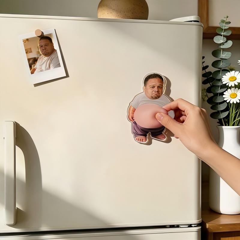 Custom Face Squishy Belly Anti-collision Fridge Magnet Personalized Photo Fridge Magnet with Soft Squeeze Belly Cute Funny Gift for Couple-Pawsmeowz
