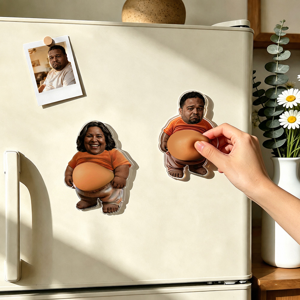 Custom Face Fridge Magnet Squishy Belly Anti-collision Fridge Magnet Soft Squeeze Belly Cute Funny Father's Day