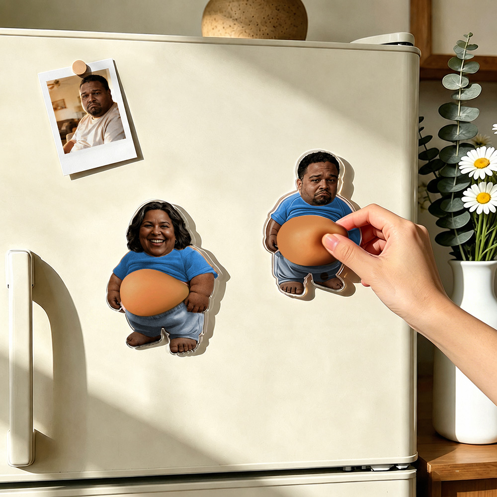 Custom Face Fridge Magnet Squishy Belly Anti-collision Fridge Magnet Soft Squeeze Belly Cute Funny Father's Day
