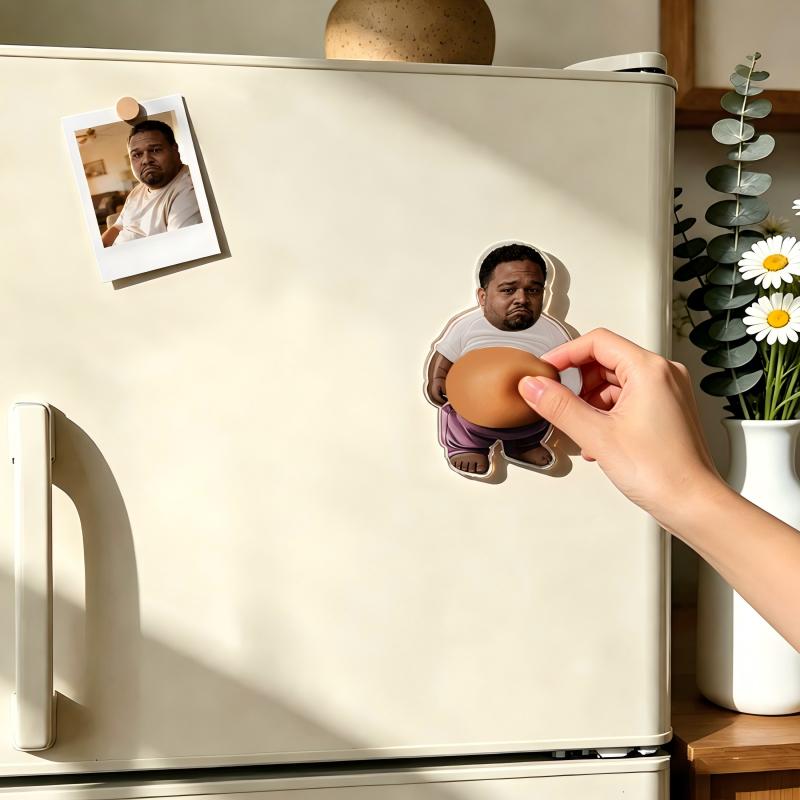 Custom Face Squishy Belly Anti-collision Fridge Magnet Personalized Photo Fridge Magnet with Soft Squeeze Belly Cute Funny Gift for Couple-Pawsmeowz