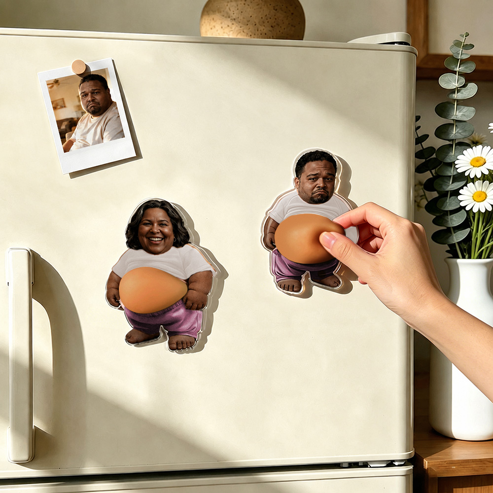 Custom Face Fridge Magnet Squishy Belly Anti-collision Fridge Magnet Soft Squeeze Belly Cute Funny Father's Day