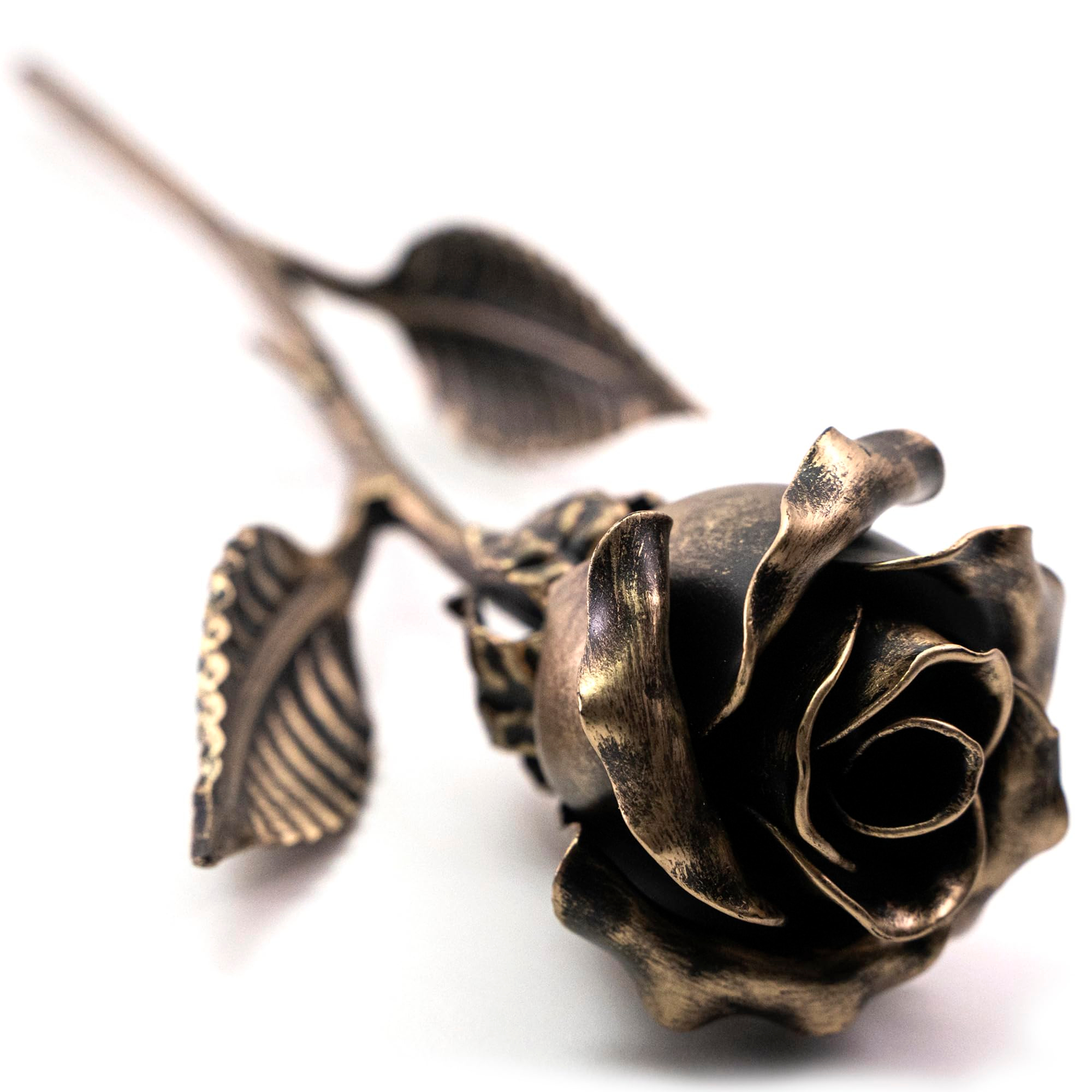 Handcrafted Bronze Rose – 8th & 19th Yeat Wedding for Her – Solid Metal Forever Flower Keepsake