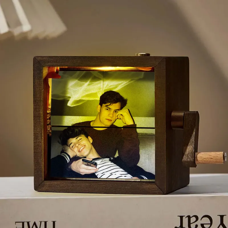 Custom Photo Flipbook Frame Animation Machine Mechanical Hand-cranked Flipbook Box Photo Album with Light Unique LGBT Pride Gift for Him & Him-pawsmeowz